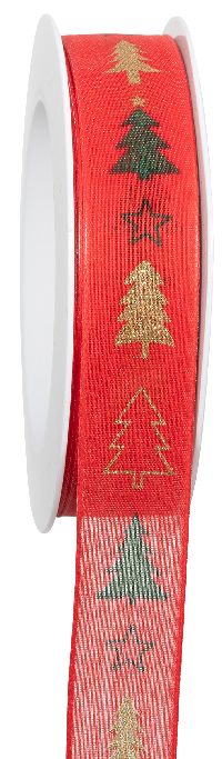 Band Albero di Natale rot 715a 20 B:25mm L:18Meter mit Draht