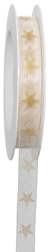 Band Sternenfall creme-gold 720a 021 B:15mm L:18Meter transparent