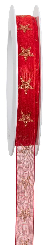 Band Sternenfall rot-gold 720a 20 B:15mm L:18Meter transparent