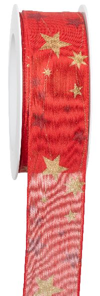 Band Glitzergirlande rot-gold 729a 20 B:40mm L:15Meter mit Draht