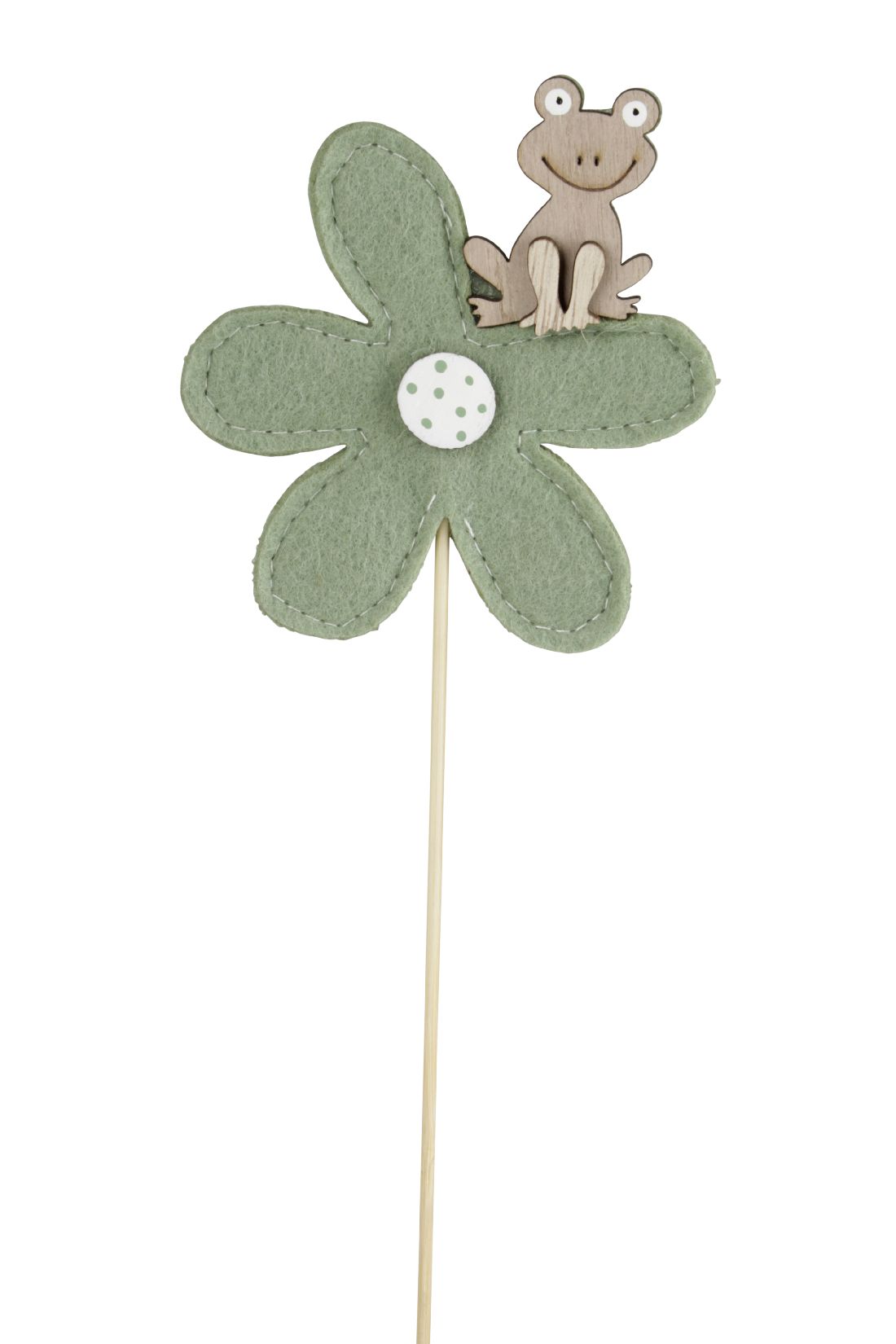Filzblüte Froschliebe grün-natur 25991309 Stecker 8,5cm mit Holzfrosch
