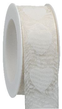 Band Herzblut - Herzband creme 483a 021 Kante B:40mm L:15Meter mit formstab.