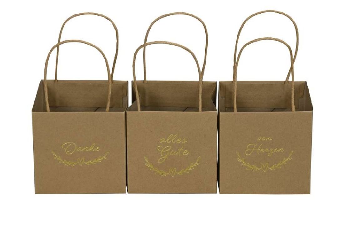 Papiertasche wasserabweisend natur alles Gute von Herzen 12x12x12cm 661329 Danke